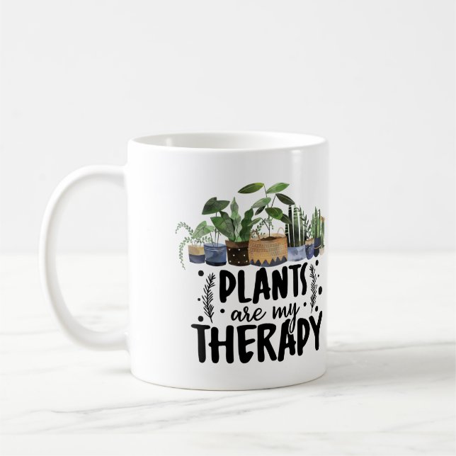 Caneca De Café Casa Boho com Plantas Terapia Verde Terrosa (Esquerda)