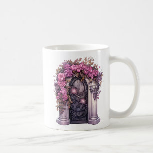Caneca De Café Casa Branca Assombrada de Halloween Floral