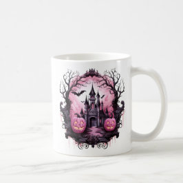 Caneca De Café Casa Branca Assombrada de Halloween Floral