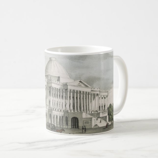 Caneca De Café Casa Branca, Capitólio no Washington Lithógrafo (Frente Esquerda)