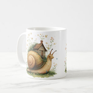 Caneca De Café Casa Caprichosa do Caracol Cottagecore Natureza 
