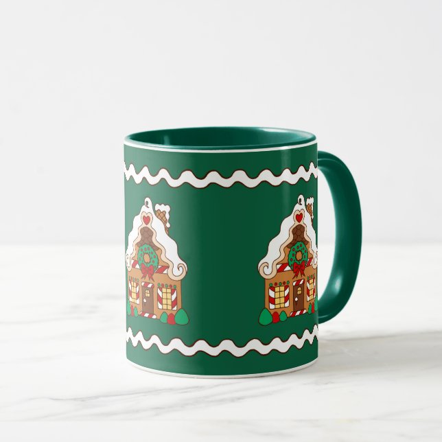 Caneca de Café Casa de Biscoito de Natal (Frente Esquerda)