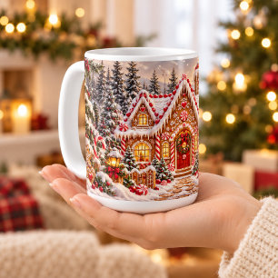 Caneca De Café Casa de Biscoito de Natal Inverno Encantado