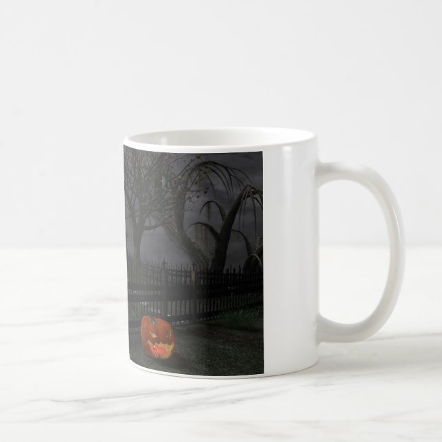 Caneca De Café Casa de campo da bruxa com lanterna da abóbora (Direita)