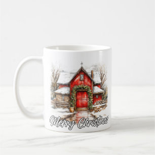 Caneca De Café Casa de Campo Festiva Feliz Natal