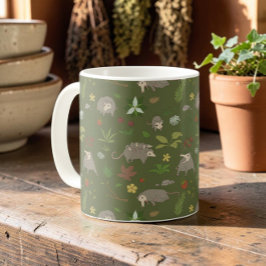 Caneca De Café Casa de Campo Verde Terroso Amante de Gambá
