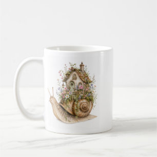 Caneca De Café Casa de Caracol Caprichosa Adesivo Cottagecore