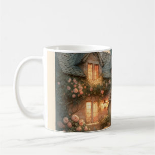 Caneca De Café Casa de Contos de Fadas ao Pôr do Sol com Rosas
