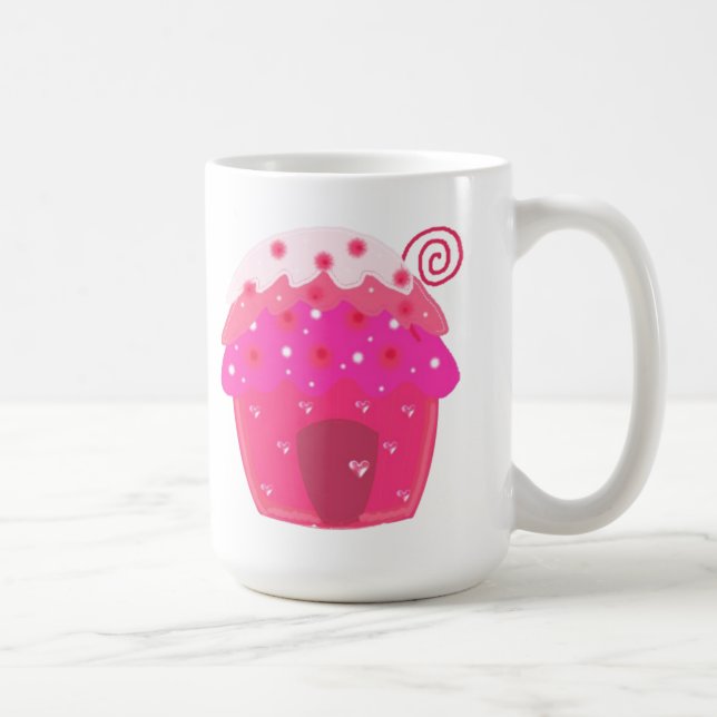 Caneca De Café Casa de Cupcake rosa (Direita)