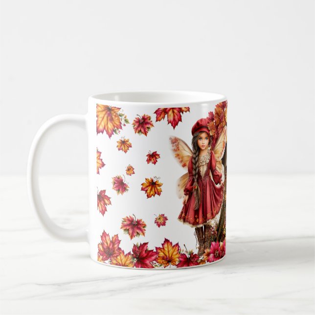 Caneca De Café Casa de Fadas de Outono com Meninas da Floresta (Esquerda)