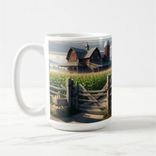 Caneca De Café Casa de Fazenda russa com uma Arte Cornfield Ai