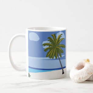 Caneca De Café Casa de Férias na Praia com Palmeira