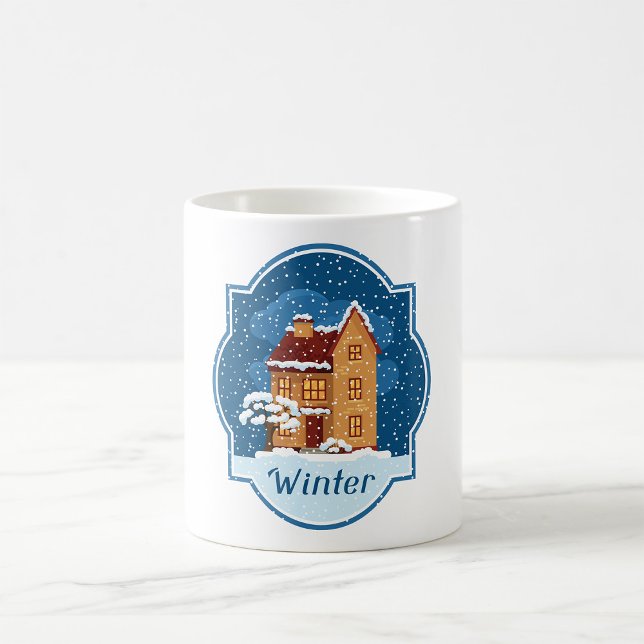 Caneca De Café Casa De Inverno Na Neve (Criador carregado)