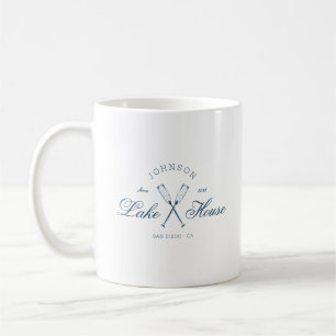 Caneca De Café Casa de Lago Rústica Moderna Remos Azul Marinho Co