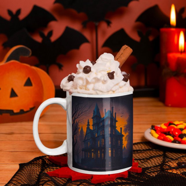 Caneca De Café Casa de Mansão Feliz Halloween Assombrado (Criador carregado)