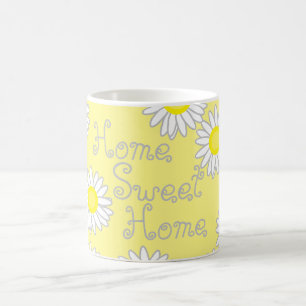 Caneca De Café Casa de margarida amarela e branca doce