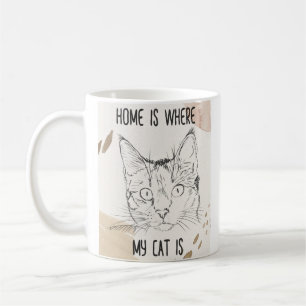 Caneca De Café Casa É Onde Meu Gato Está, Casa É Onde Gato Est