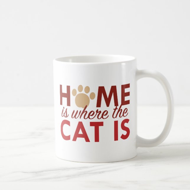 Caneca De Café Casa É Onde O Gato Está (Direita)