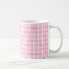 Caneca De Café Casa Encantadora Preppy Rosa Xadrez