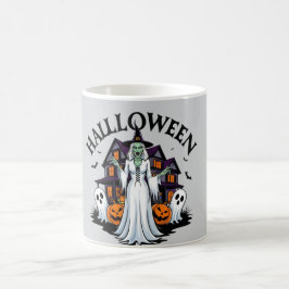 Caneca De Café Casa fantasma do Halloween, abóboras, bruxa, morce