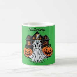 Caneca De Café Casa fantasma do Halloween, abóboras, bruxa, morce