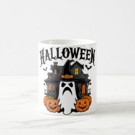 Caneca De Café Casa fantasma do Halloween, abóboras, bruxa, morce