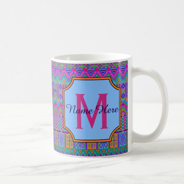 Caneca De Café Casa Ou Presente Do Escritório De Monogramas Aztec (Direita)