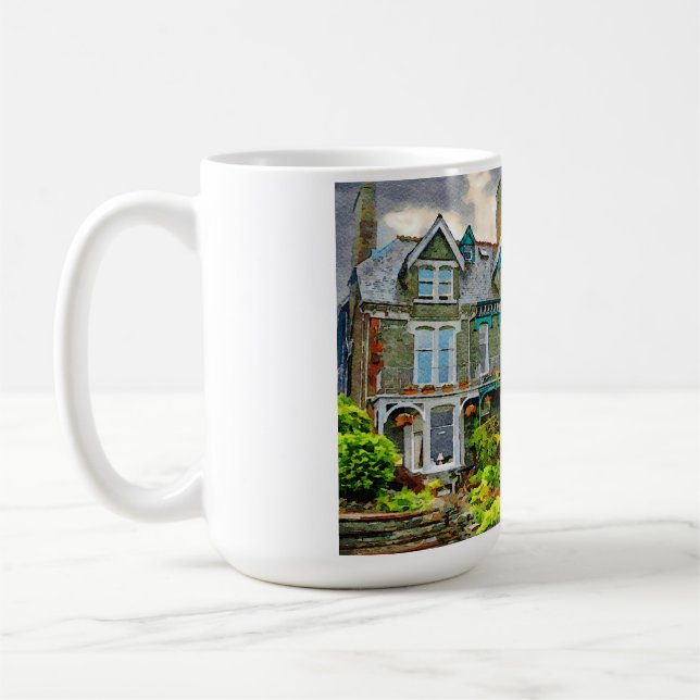 Caneca De Café Casa vitoriana em Keswick pintada em aquarela (Esquerda)