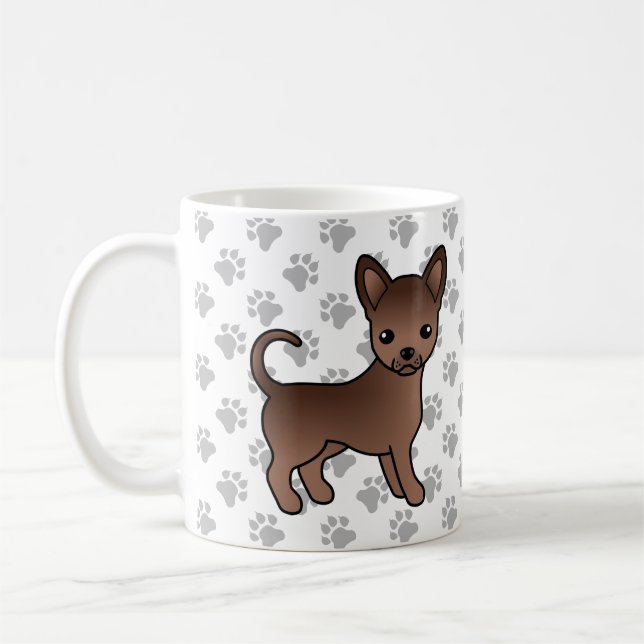 Caneca De Café Casaco Chihuahua Cartoon Cachorro e patas (Esquerda)