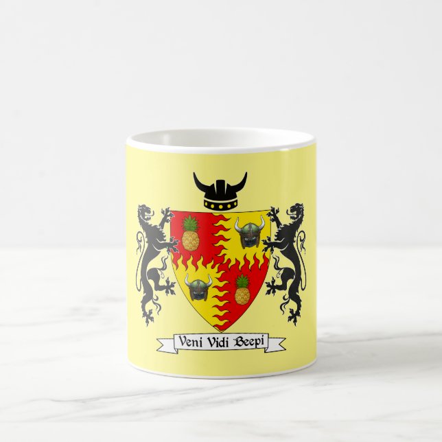 Caneca De Café Casaco de armas de bip "Eu vim, eu vi, eu beijei"  (Centro)