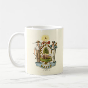 Caneca De Café Casaco de armas do estado do Maine (vintage 1870s)