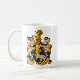 Caneca De Café Casaco de armas Vintage, alemão, azul e Dourado