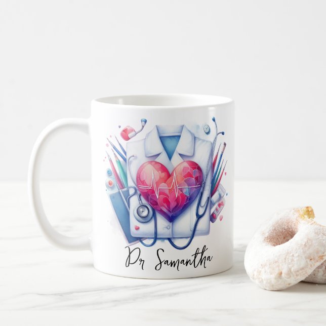 Caneca De Café Casaco do melhor médico de sempre (Com Donut)