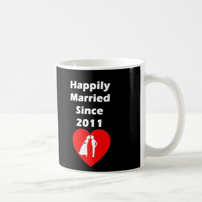 Caneca De Café Casado feliz desde 2011 (Direita)
