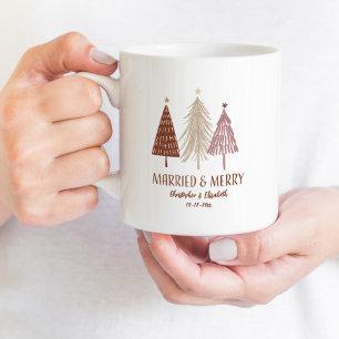 Caneca De Café Casados Felizes Primeiro Natal Árvore de Natal Fes