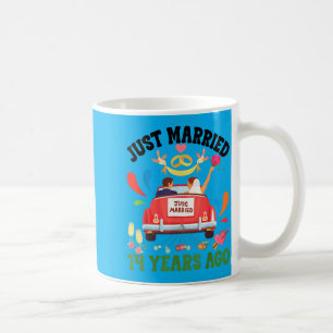 Caneca De Café Casados há 14 Anos Engraçado 14º Aniversário Casal