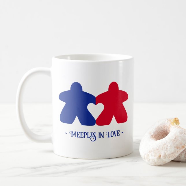 Caneca De Café Casais apaixonados, Blue & Red Mug (Com Donut)