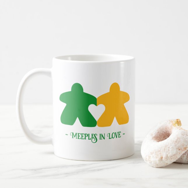 Caneca De Café Casais apaixonados, mug verde e amarelo (Com Donut)