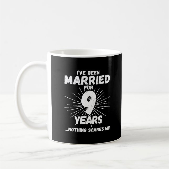 Caneca De Café Casais Casados há 9 Anos Engraçado 9º Aniversário (Esquerda)