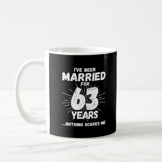 Caneca De Café Casais Casados por 63 Anos Engraçado 63º Aniversár (Esquerda)