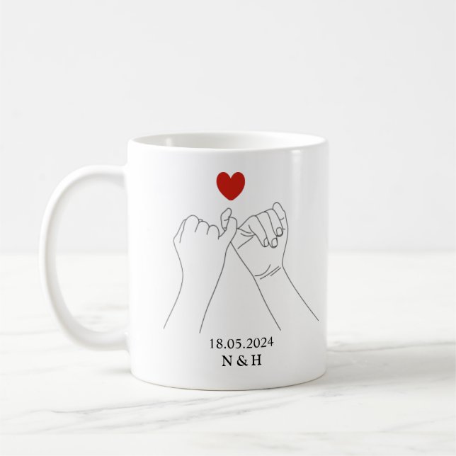 Caneca De Café Casais de Correspondência Personalizados de Cordas (Esquerda)