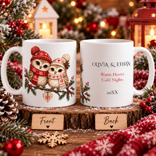 Caneca De Café Casais de Coruja de Natal Nórdico Romance de Amor