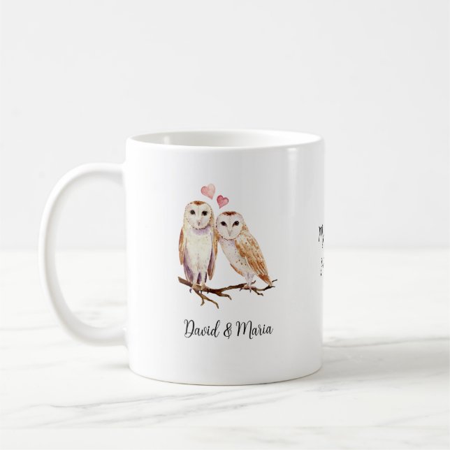 Caneca De Café Casais de Corujas Apaixonados (Esquerda)