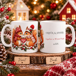 Caneca De Café Casais de Esquilos Escandinavos no Natal Romance