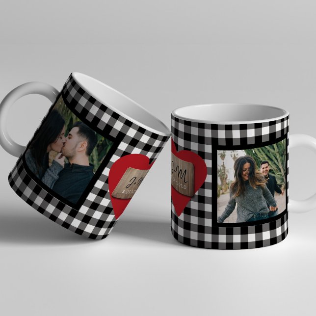 Caneca De Café Casais personalizados 2 iniciais Namorados de cora (Criador carregado)