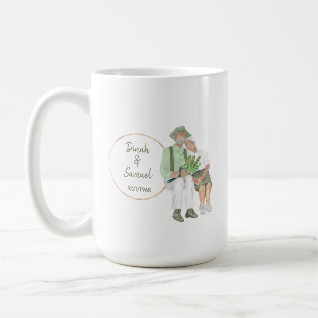Caneca De Café Casal Antigo Personalizado Aniversário Gift Mug (Esquerda)