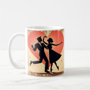 Caneca De Café Casal Dançando no Dia dos Namorados em Estilo Mode