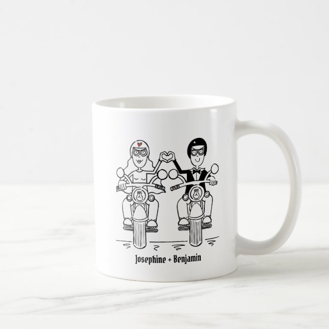 Caneca De Café Casal de Biker personalizado Mug Cerâmico de Prese (Direita)