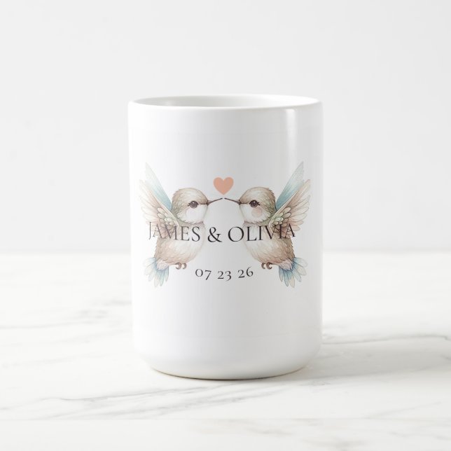 Caneca De Café Casal de Casamento de Beija-Pássaros (Centro)