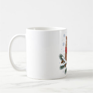 Caneca De Café Casal de Coruja de Inverno Cachecol Natal Arte Ani